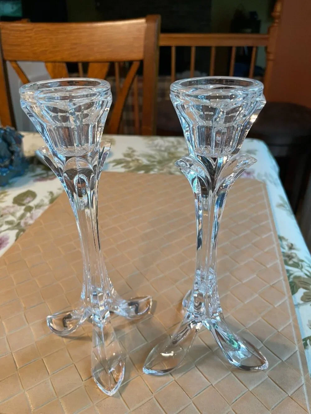 Pair Of Cristal d'Arques Candle Holders Genuine Lead Crystal Taper Candles 8 1/2